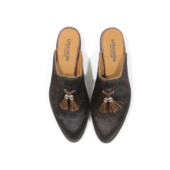 Lucchese Shoes - Lucchese Leather Spotted Haircalf Mules